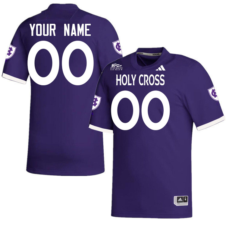 Custom Holy Cross Crusaders Name And Number Football Jerseys-Purple